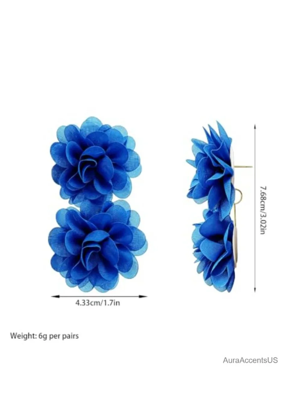 Oversized Double Layer Tulle Flower Stud Earrings Lightweight Mesh Statement